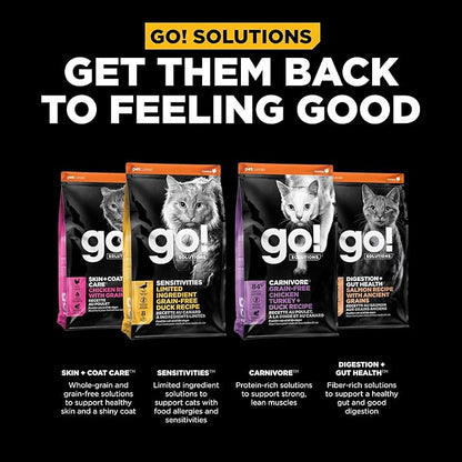 Go! Solutions Weight Management + Joint Care, Grain-Free Dry Cat Food, Salmon Recipe, 12 lb Bag