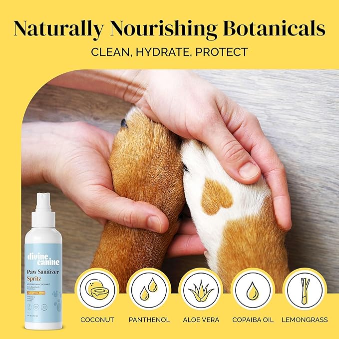 Dog Paw Cleaner - 5.1 Fl Oz of Alcohol Free Paw Cleansing Spray - Made with Coconut, Aloe, Copaiba Oil, and Lemongrass Oil to Nourish and Clean Paws - Made in The USA