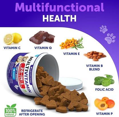 Dog Multivitamin Chewable with Glucosamine 26 in 1 - Dog Vitamins and Supplements - Senior & Puppy Multivitamin for Dogs - Pet Joint Support Health - Immunity, Mobility, Gut Skin - 120 Chews