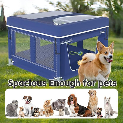 42x42x26 Inches Dog Playpensï¼_uppy Playpen with Cover for Puppies or Small Dogs, Play Pen Indoors, Dog Fence Pet Playpen for Indoor & Outdoor, Whelping Box for Dogs and Puppies