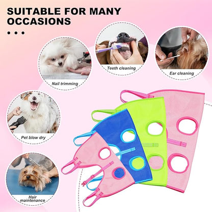 Dog Grooming Hammock, Breathable Cat Hanger Sling Harness Pet Grooming Hammock, Dog Sling for Nail Trimming, Cat Restraint Bag with Nail Clippers& Nail File (Pink, Small)