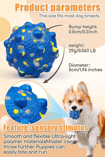 Dog Balls for Aggressive Chewers,Indestructible Tennis Balls for Dogs, Durable Bouncy Dog Toy Balls, Interactive Dog Toys for Fetch Game, Lightweight Floating Balls (Blue Small)