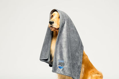 3 Piece Set: 2 Dog Towels and Dog Bath Brush. Dog Shammy and Microfiber Dog Towel. Super Absorbent Towels, Dog Bath Supplies, Dog Scrubber for Bath