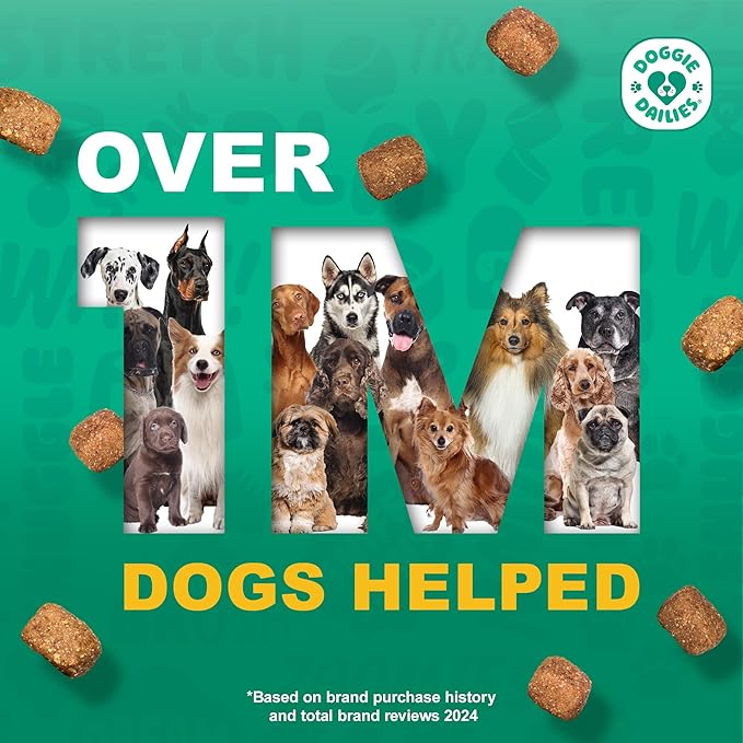 Doggie Dailies, Hip and Joint Supplement for Dogs, Glucosamine Chondroitin, Premium Hip and Joint Chews for Dogs All Breeds & Sizes, Dog Vitamins and Supplements, (Chicken) 225 Chews