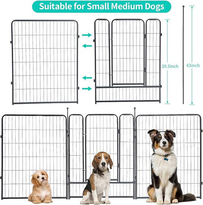 Dog Playpen, Dog Fences for The Yard, Portable Outdoor Dog Playpen for Large/Medium/Small Dogs, Foldable Metal Dog playpen, with Doors (32 Panels, 40")