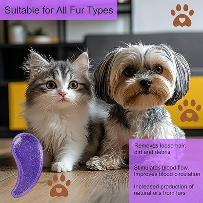 Puppy Brush, Soft Dog Brush for Grooming, Puppy Hair Remover Brush Comb, Grooming Tool for Poodles,Teddy, Yorkies, Maltese, Shih Tzu, Chihuahua, Starry Purple