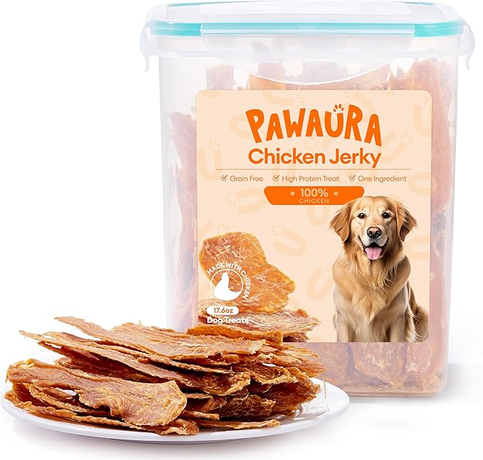 Chicken Jerky Dog Treats - Single-Ingredient, 17.6 oz Sealed Box, 12-Hour Slow-Dried for Maximum Flavor and Nutrients, Preservative-Free, All-Natural, Perfect for Training & Healthy Snacking