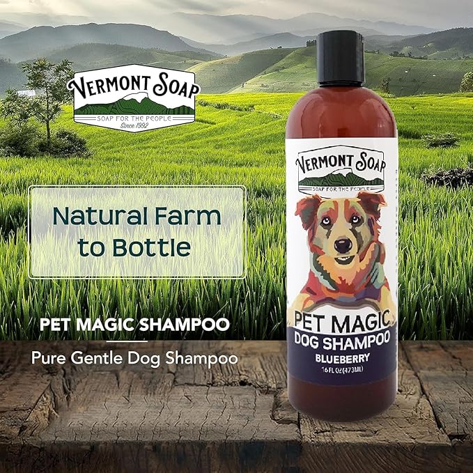 VERMONT SOAP Organics Pet Shampoo - Infused with Organic & Natural Olive Oil, Coconut & Aloe Vera Dog Shampoo for Sensitive Skin - USDA Certified Grooming Pet Shampoo (16oz)