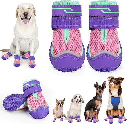 Dog Shoes for Large Medium Dogs, Breathable Dog Shoe for Hot Pavement, Dog Boots & Paw Protectors Non-Slip, Dog Booties for Summer Outdoor Hiking, Walking, Snow, Hardwood Floors Size 7