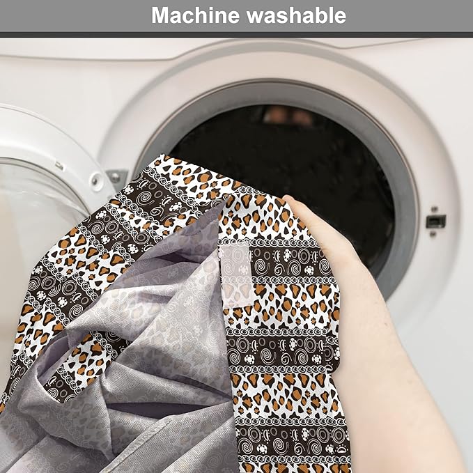 Ambesonne African Dog Crate Cover, Traditional Borders Cheetah Skin with Abstract Spirals and Circles, Easy to Use Pet Kennel Cover for Cats & Medium Dogs, 30 Inch, Pale Coffee Brown White