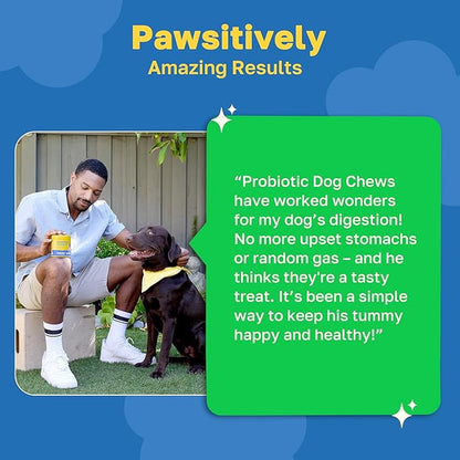 Happy Paws Probiotics for Dogs, Supplements for Gut, Skin, Coat & Immune Support for All Breeds & Ages, Made with Coconut Oil & Vitamin E, Vegan Chicken Flavor, Organic, Non GMO, 200 Soft Chews