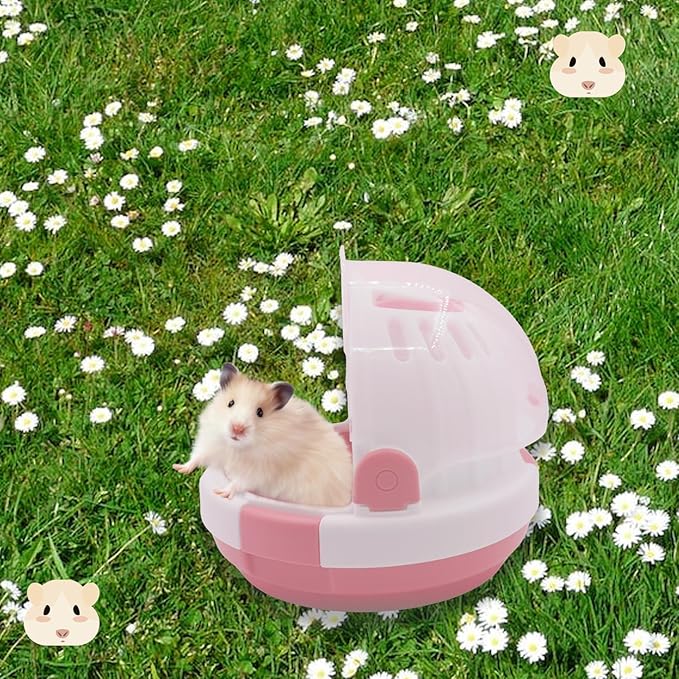 Hamster Carrier Cage Portable_ages Small Animals Carry Travel Case with Water Bottle Plastic Breathable_uinea Pig Outgoing Cage for Dwarf Hamster Ferret Chinchillas Hedgehog (Pink)
