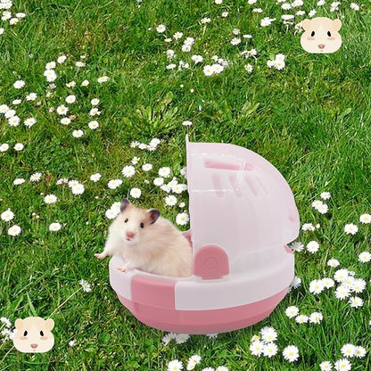 Hamster Carrier Cage Portable_ages Small Animals Carry Travel Case with Water Bottle Plastic Breathable_uinea Pig Outgoing Cage for Dwarf Hamster Ferret Chinchillas Hedgehog (Pink)