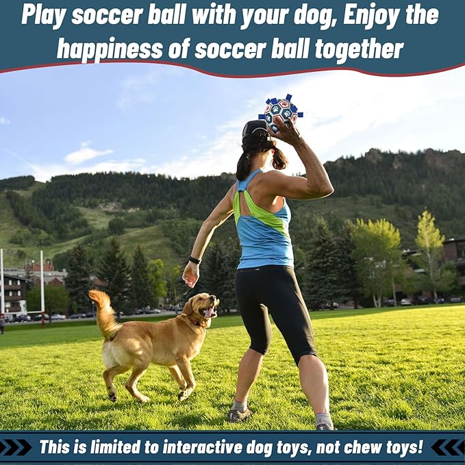 QDAN Dog Ropes Toys Soccer Ball with Straps, Interactive Dog Toys for Tug of War, Puppy Birthday Gifts, Dog Tug Toy, Dog Water Toy, Durable Dog Balls for Medium & Large Dogs（8 Inch）