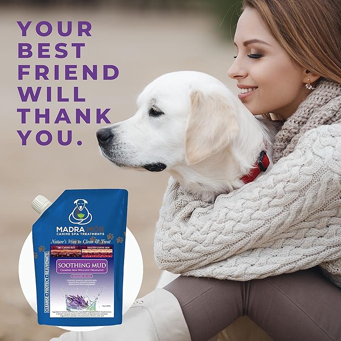 Worldwide Nutrition Bundle: Madra Mor Soothing Mud - Dog Essentials Mud Bath, Dog Grooming, Dry Skin for Dogs Treatment, Dog Coat Skin Care Products - 10oz Pouch & Multi-Purpose Key Chain