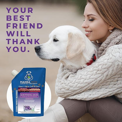 Worldwide Nutrition Bundle: Madra Mor Soothing Mud - Dog Essentials Mud Bath, Dog Grooming, Dry Skin for Dogs Treatment, Dog Coat Skin Care Products - 10oz Pouch & Multi-Purpose Key Chain