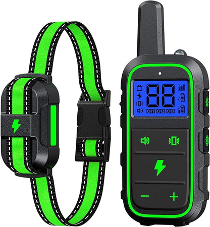 Dog Training Collar Electric Dog Collar with 4 Training Modes and Rechargeable Remote Waterproof Range 3300Ft for Small Medium Large Dogs(Green)