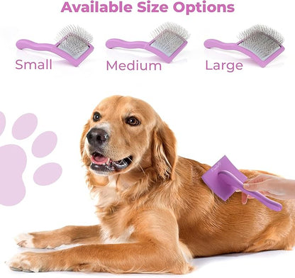 POODLIE Slicker Brush for Dogs - Detangling Dog Brushes for Grooming with Soft Bristles & Long Pins - Professional Cat Deshedding Tool to Removes Tangles & Dirt (Large)