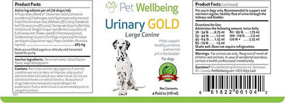 Pet Wellbeing Urinary Gold for Dogs - Vet-Formulated Multi-Herb Urinary Tract Support - Bladder Health & Urinary System Wellness - Holistic Dog Supplement - Liquid Formula 4 oz (118 ml)