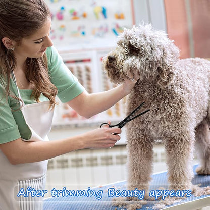 Dog Grooming Scissors Kit with Safety Round Tips, GLADOG Professional 5 in 1 Grooming Scissors for Dogs