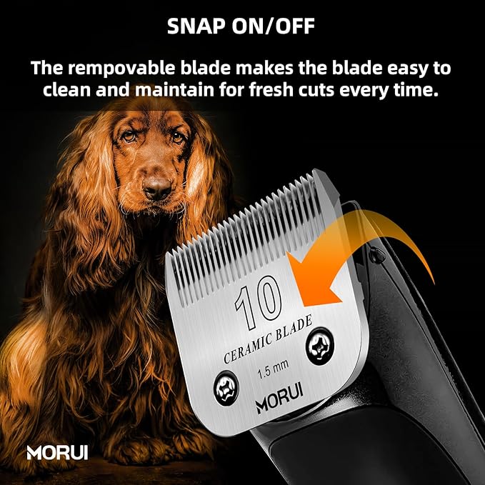 10 Cut Length 1/16"(1.5mm) Detachable Ceramic Pet Dog Clipper Blades Compatible with Most Andis,Oster A5 Wahl KM Series Clippers