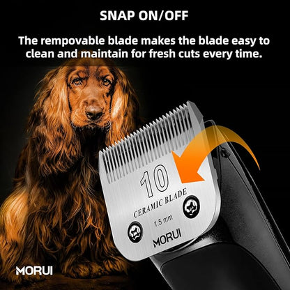 10 Cut Length 1/16"(1.5mm) Detachable Ceramic Pet Dog Clipper Blades Compatible with Most Andis,Oster A5 Wahl KM Series Clippers