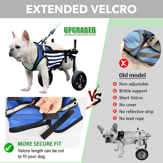 2024 Upgraded Dog Wheelchair for Back Legs Small Wheelchair for Dogs with Disabled Hind Legs Walking Adjustable Dog Carts with Heavy Duty Wheels