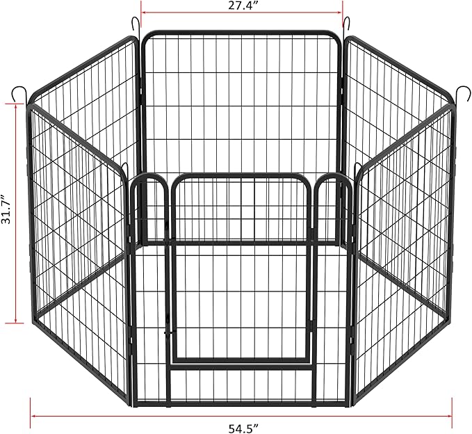 6 Panel Dog Playpen,Heavy Duty Metal Outdoor Indoor Dog Playpen for Puppies and Small Animals,Black