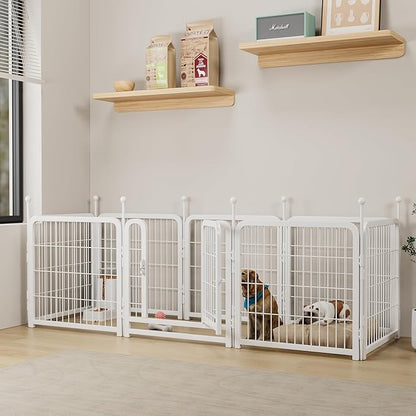 24" H Dog Crate Dog Playpen 8 Panels Furniture Heavy Duty Dog Fence Door with Side Openings,for Large Medium Small Dogs Indoor Outdoor Foldable Pet Exercise Pen,White