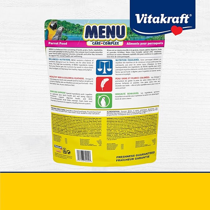 Vitakraft Menu Premium Parrot Food - Vitamin-Fortified - Macaw, Amazon, Conure, and Parrot Food for Large Birds 5 Pound (Pack of 1)