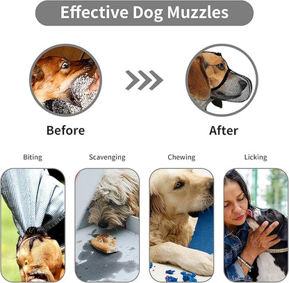 Dog Muzzle, Breathable Soft Muzzle for Extra Small Dogs to Anti & Prevent Barking Biting Chewing, Reflective & Adjustable Basket Muzzle with Air Mesh for Dachshund Black XS