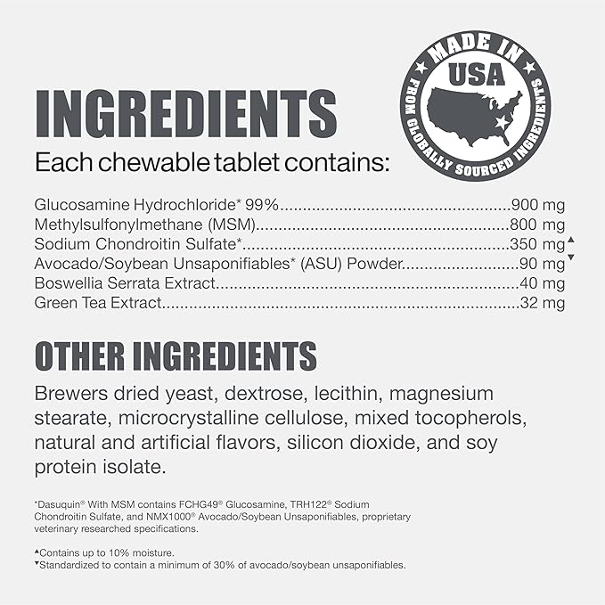 Nutramax Dasuquin for Large Dogs, Joint Health Supplement, Contains Glucosamine for Dogs, Plus Chondroitin, ASU, MSM and More, Supports Healthy Joints, Chewable Tablets, 2 Pack, 300 Count