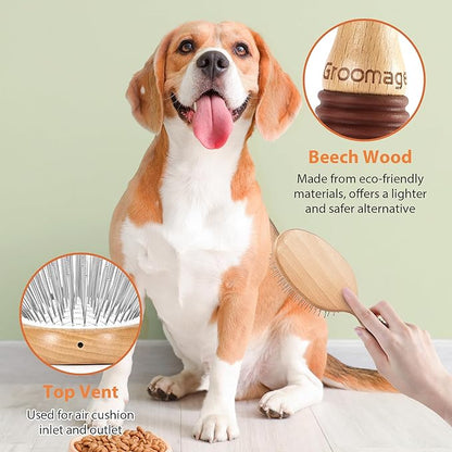 Dog Brush for Shedding & Grooming - Dog Brush for Short & Long Haired Dogs 17mm Metal Pin Deshedding with Rubber Handle - Indoor Outdoor