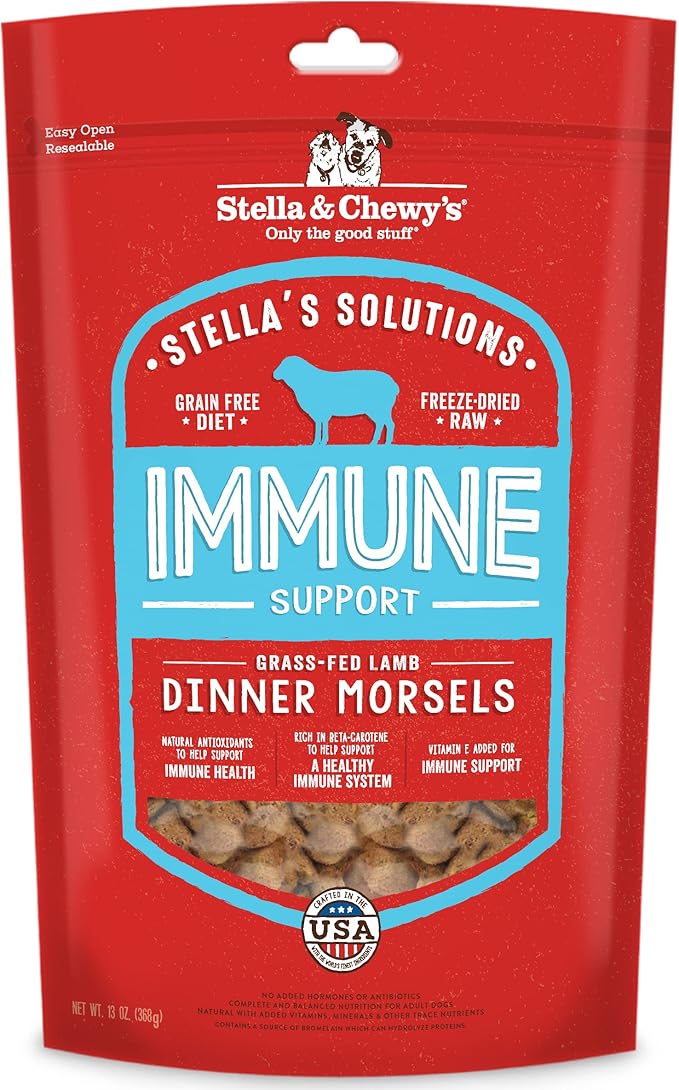 Stella & Chewy's Stella's Solutions Immune Boost Grass-Fed Lamb Dinner Morsels Freeze-Dried Raw Dog Food, 13 oz.