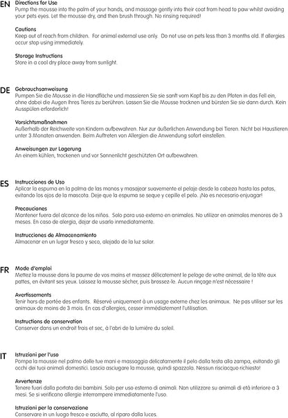 Dry Wash Shampoo for Pets  Soothing & Deodorizing, Natural Ingredients, Quick Drying & No Rinsing Required (Coconut & Oat)