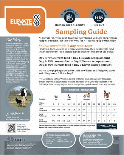 100% Human Grade Air Dried Dog Food - All Natural - USA Grass Fed Beef - Limited Ingredient Dog Food - Grain Free - Dehydrated - Complete Meal or Dog Food Topper  Beef Flavor - Sample Bag