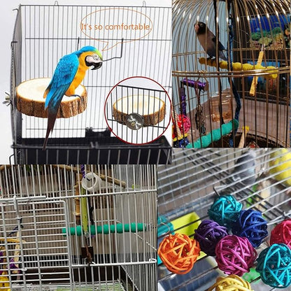 Hamiledyi Bird Perch Stand, 12PCS Wood Parrot Perch Stand Platform, Paw Grinding Rough-surfaced Parakeet Cage Accessories Exercise Toy for Budgies Conure Cockatiel Hamster (Random Color)