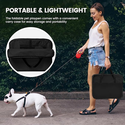 X-ZONE PET Dog Playpen Portable Pet Play Pens for Puppies, Cat, Rabbit, Chicks, Foldable Exercise Play Tent Kennel Crate, Indoor/Outdoor Travel Camping Black Large