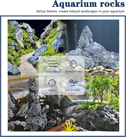 Natural Rocks Seiryu Stones Aquariums Stones for Aquascaping, Aquariums, Terrariums, Vivariums Decorative Stone,Reptile Enclosures,Paludariums,and Gardens-10LBï¼2 to 7 inchï¼