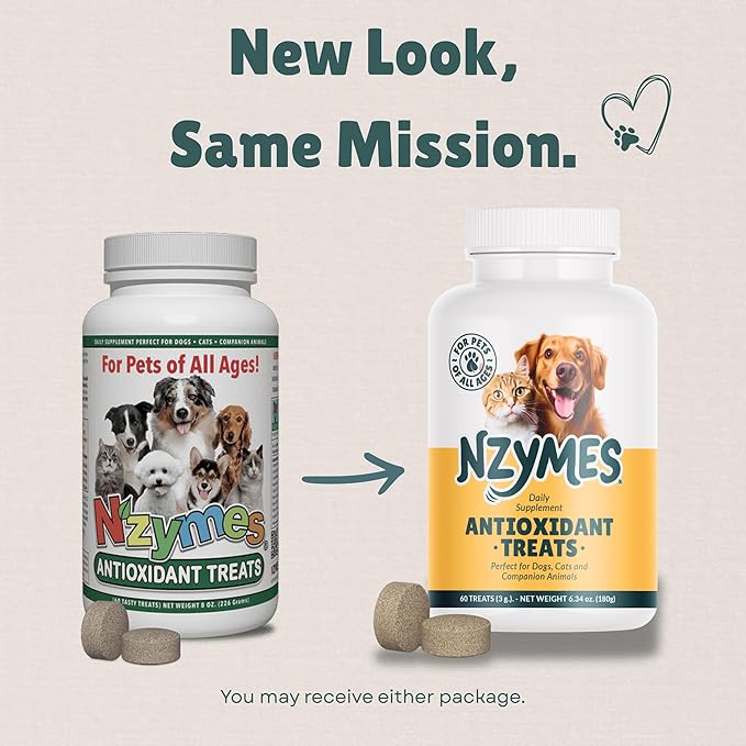Nzymes® Antioxidant Treats - for Dogs Joints, HIPS, Paralysis, Skin, Coat, Hair Loss, Aging, Digestion, Neurological, Seizures - 120 Treats - Made in The USA