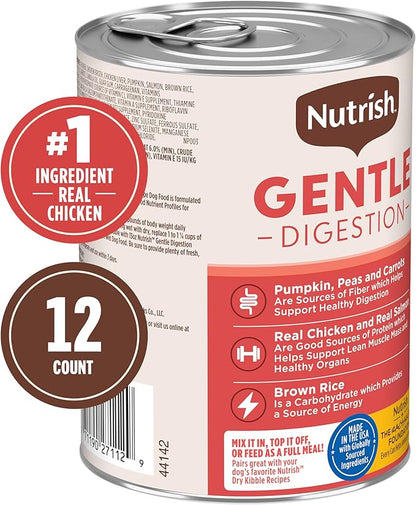 Nutrish Gentle Digestion Premium Paté Wet Dog Food, Real Chicken, Pumpkin & Salmon Recipe, 13 oz. Can, 12 Count (Rachael Ray)