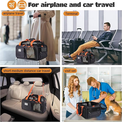 19x13x9 TSA Approved top Expandable pet Carrier for Small Dog Under 13 lbs,Medium cat Under 15 lbs,for Southwest Allegiant Spirit and Other Airlines only Have 9'' or 9.5'' Height Space