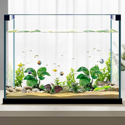 Reptile Artificial Plants, Terrarium Plants Decorations Supplies, Aquarium Fish Tank Plant, Amphibian Habitat Hideout Tank Accessories (M Set-4pcs/G)