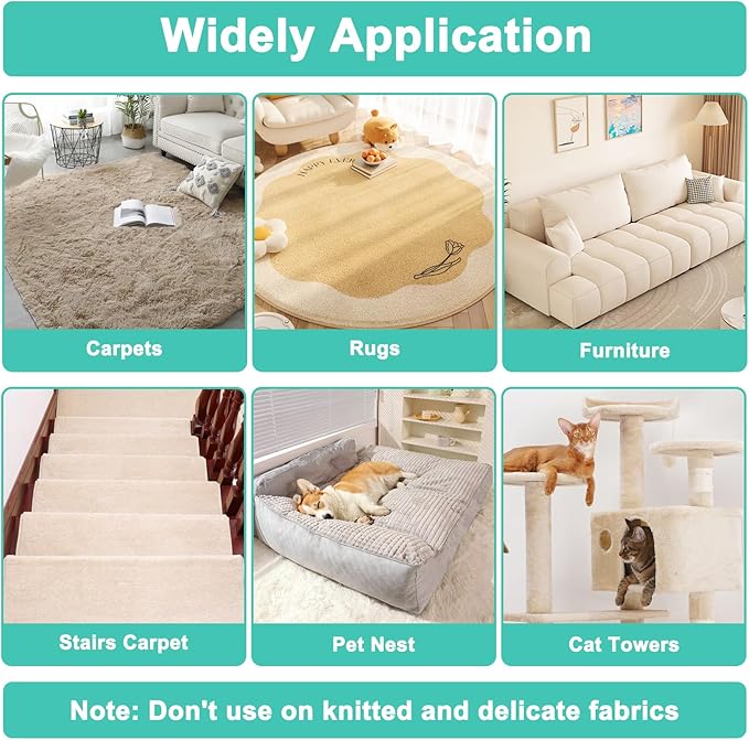 5FT Carpet Rake Pet Hair Remover, Reusable Carpet Rake with Telescopic Handle for Pet Hair Removal Tool Dog Cat Fur Remover Broom for Rugs, Mats, Beds, Stairs (Blue)