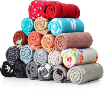 Eccliy 20 Pcs Puppy Blanket Pet Soft Fleece Dog Blankets Warm Felt Throw Sleep Mat Bed Covers for Doggie Puppy Pet Dogs Cat, 20 Styles(39 x 27.6 Inch,Mix)