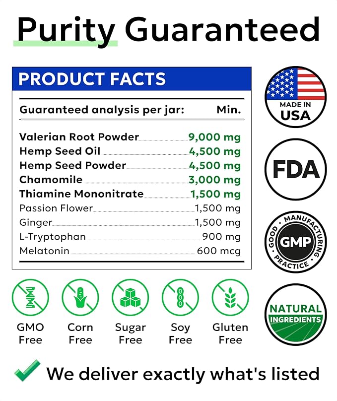 BARK&SPARK Advanced Calming Chews for Dogs - Hemp Chew + Melatonin - Anxiety Relief - Sleep Aid - Relaxing Treats - Stress Relief During Fireworks, Storms, Thunder, Barking - Made in USA - 60Ct