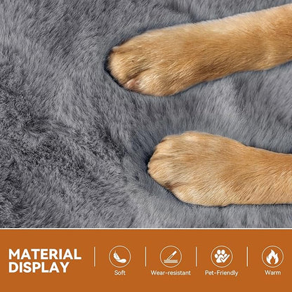 Dog Stairs with Furry Lids 17.5" H, 3-Step Wider Dog Steps with Storage for Small/Medium/Large Dogs Cats, Folding Sturdy Pet Stairs Climbing Bed or Sofa, Dog Ramp for Car Hold Up to 200 lbs, Grey