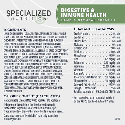 Natural Balance Specialized Nutrition Dry Dog Food with Lamb and Oatmeal for Dogs, Digestive & Immune Health Food, Natural Ingredients with Added Vitamins & Minerals - 3.5 lbs