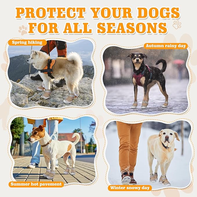 DcOaGt Dog Shoes Small Size Dogs,Mesh Breathable Dog Boots & Paw Protectors for Hot Pavement Summer Winter Snow, 360°Anti-Slip Dog Booties with Reflective Strips for Hiking/Walking,Khaki 4PCS(Size 2)