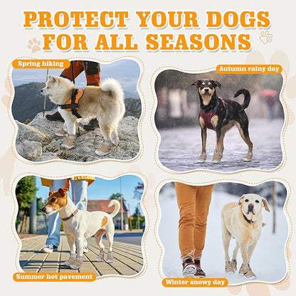 DcOaGt Dog Shoes Small Size Dogs,Mesh Breathable Dog Boots & Paw Protectors for Hot Pavement Summer Winter Snow, 360°Anti-Slip Dog Booties with Reflective Strips for Hiking/Walking,Khaki 4PCS(Size 2)